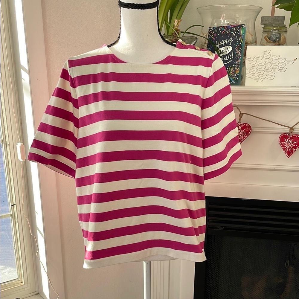 J.  Crew Pink and White Striped Women's Top